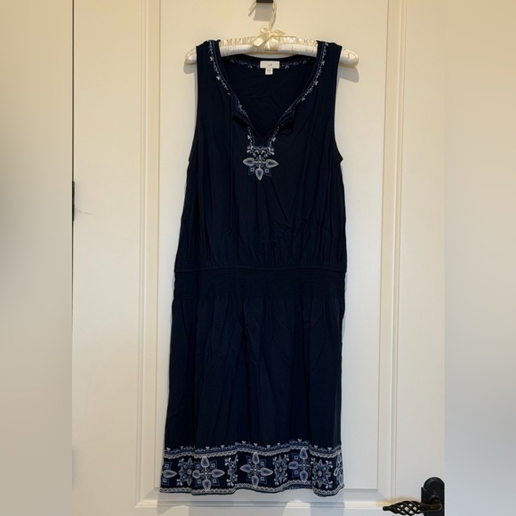 J. Jill Dresses & Skirts - J-Jill Blue Dress with Floral Embroidery